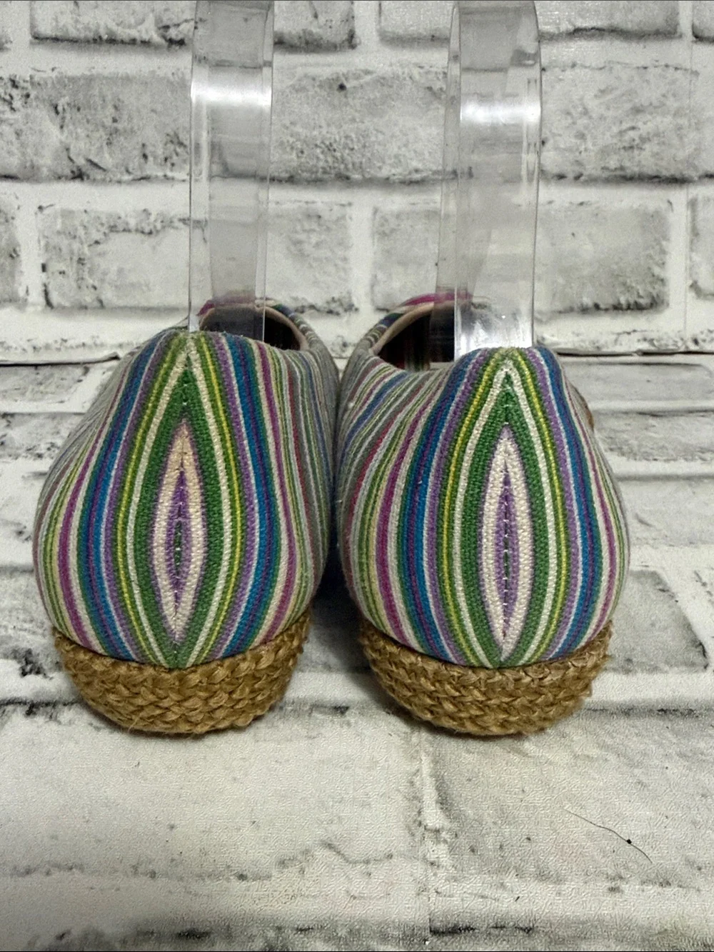 Beacon Vintage Multicolor Stripe Espadrille Flats - Green Pink Blue Purple White
